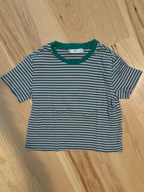 Mango Women’s XS Green & Pink Striped Tee